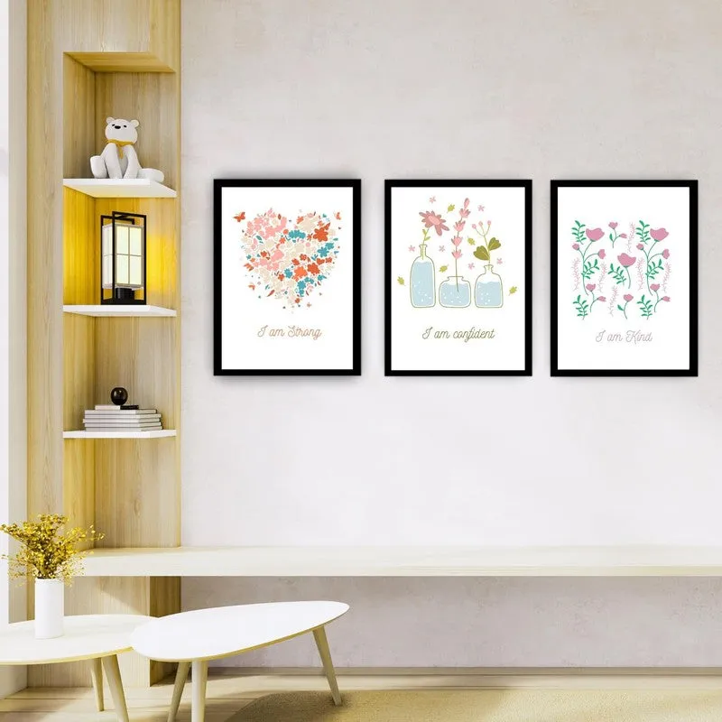 Petal Promises Paper Wall Painting With Frame - Black media 3