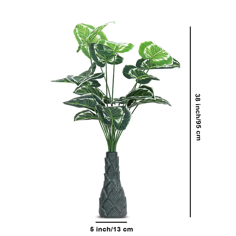Infinita Artificial Money Plant III With Black Plastic Pot (White, Green) - 3 Feet media 5