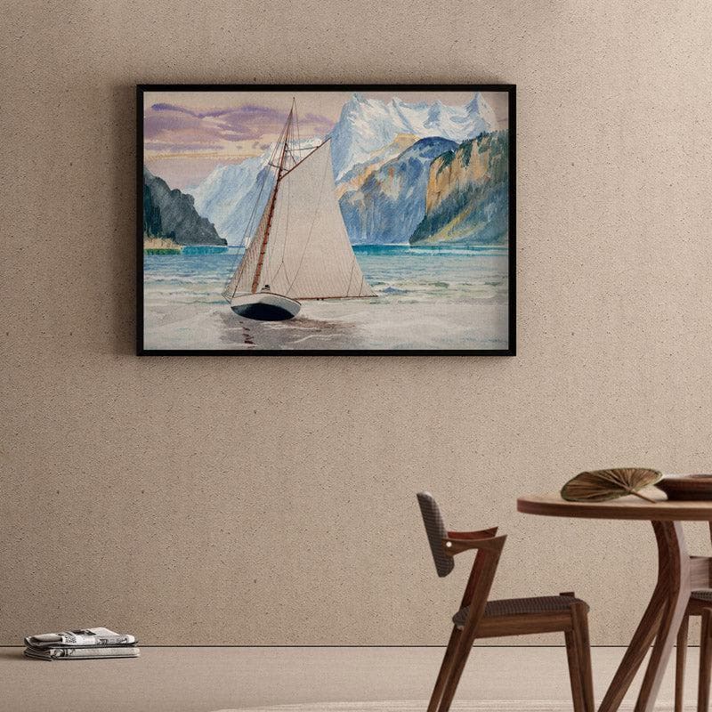 Sailboat Voyage Canvas Wall Painting - Black Frame