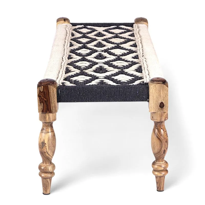 Calrix Sheesham Wooden Bench - Black,White media 4