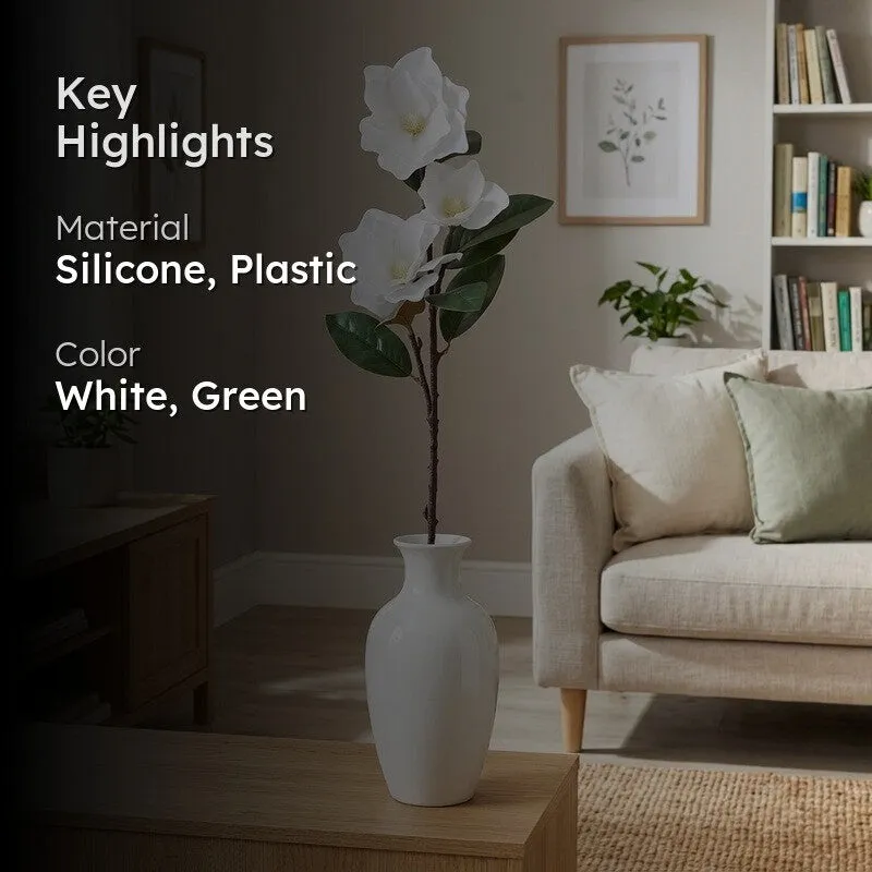 Floreva Magnolia Silicone Artificial Flower - White media 2