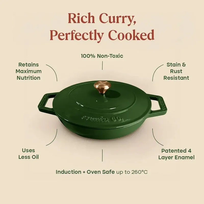 Cumin Co Enamel Cast Iron Braiser(Green) - 4000 mL media 5