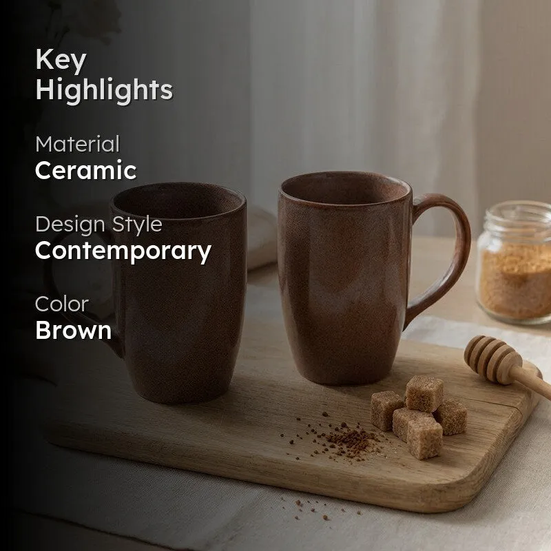 Browny Ceramic Coffee Mug (320 mL Each) - Set Of Two media 2