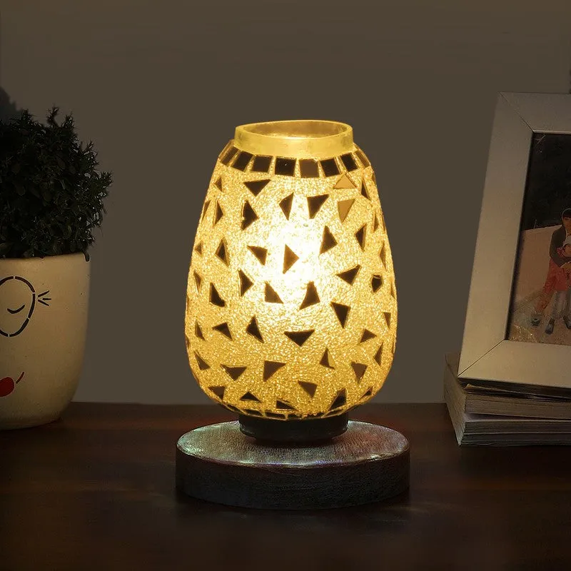 Luxior Mosaic Glass Table Lamp With Wooden Base media 1