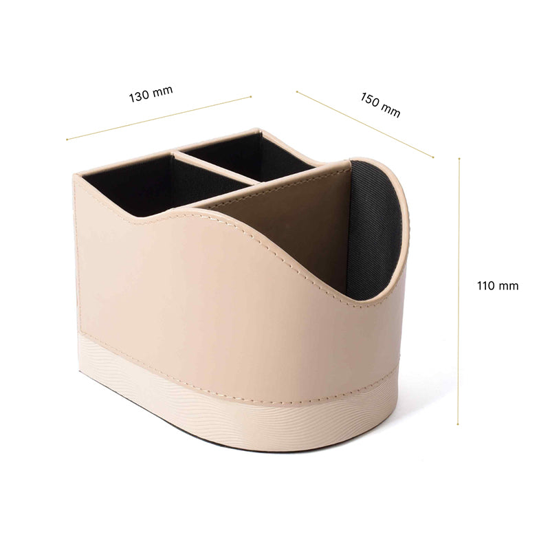 Veltrix Faux Leather Desk Organiser - Beige media 9