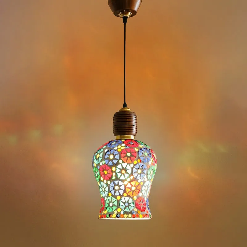 Mosaic Blues Pendant Wooden Ceiling Lamp media 6