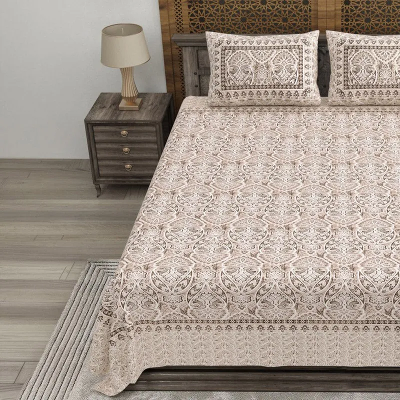 Craftar Cotton Bedsheet (Beige) - 240 TC media 3