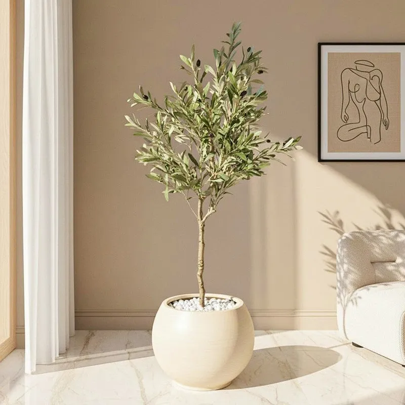 Olivara Artificial Olive Tree With Black Plastic Pot - 145 cm (4.8 ft) media 1