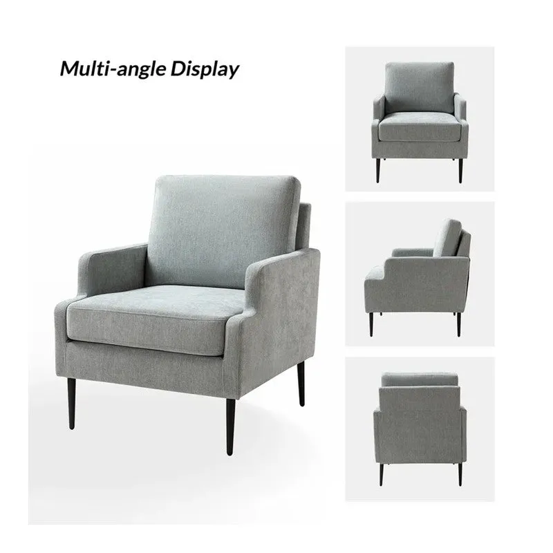 Nexora Neem Wood Accent Chair - Light Grey media 4