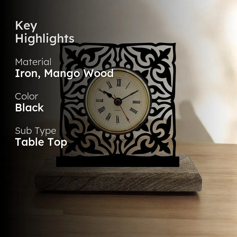 Mandala Square Analog Table Clock media 2