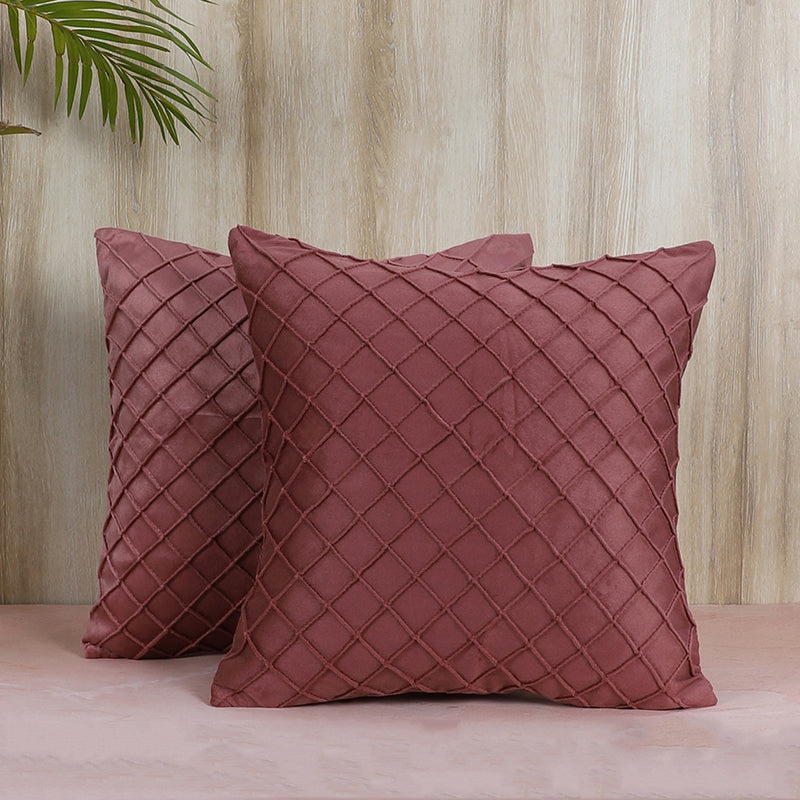 Swayam Lohita Pintex Velvet Cushion Cover (Pink) - Set of Two media 2