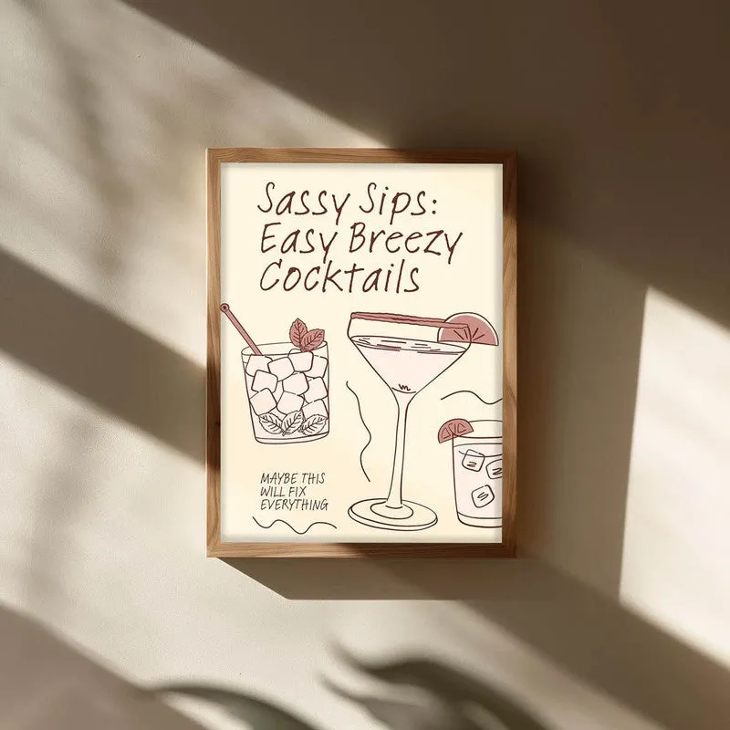 Sassy Sips Archival Canvas Wall Art - Brown media 3