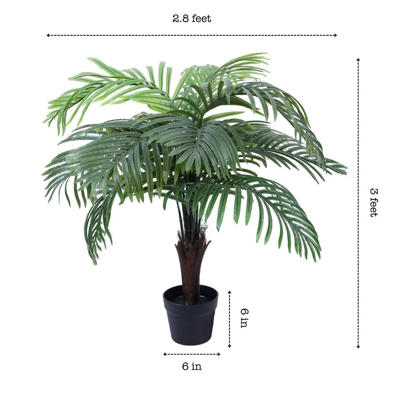 Artificial Areca Palm Plant With Black Plastic Pot - 3 Feet media 7