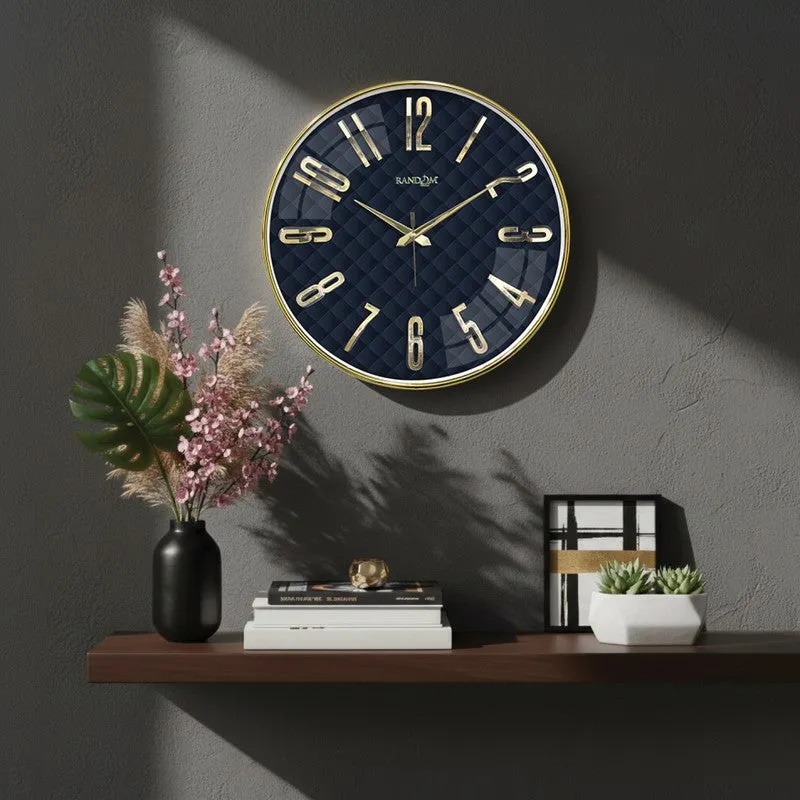 Elite Numeric Plastic Wall Clock - Blue & Gold media 1