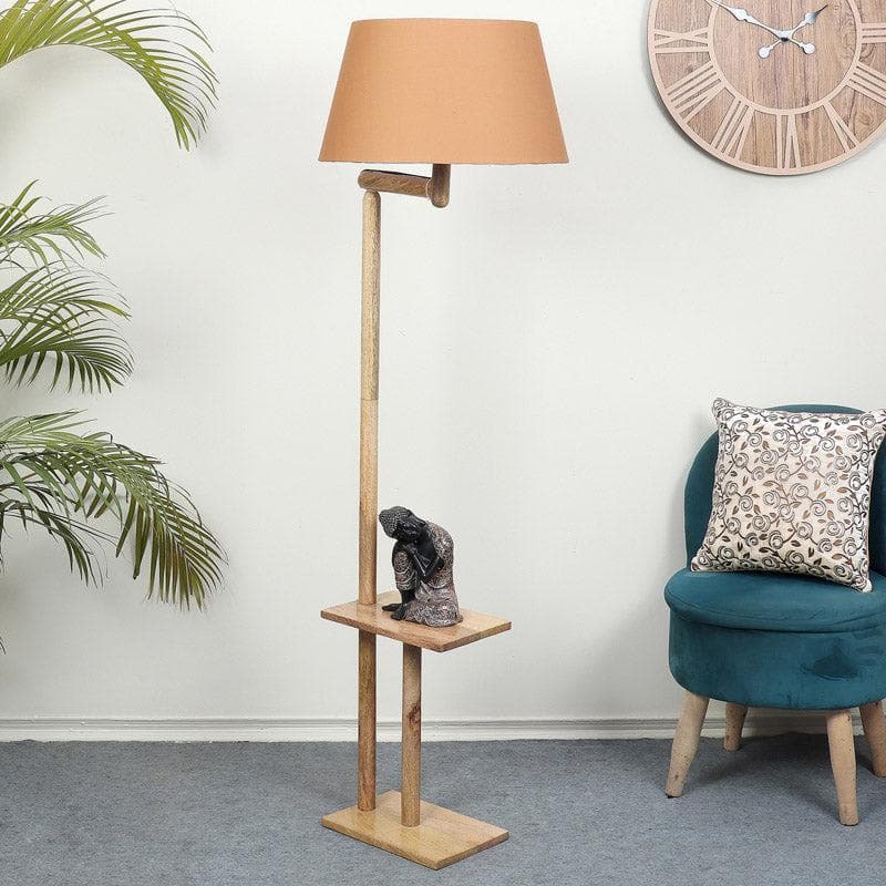 Eartha Enya Wooden Floor Lamp With Shelf - Soft Brown media 3