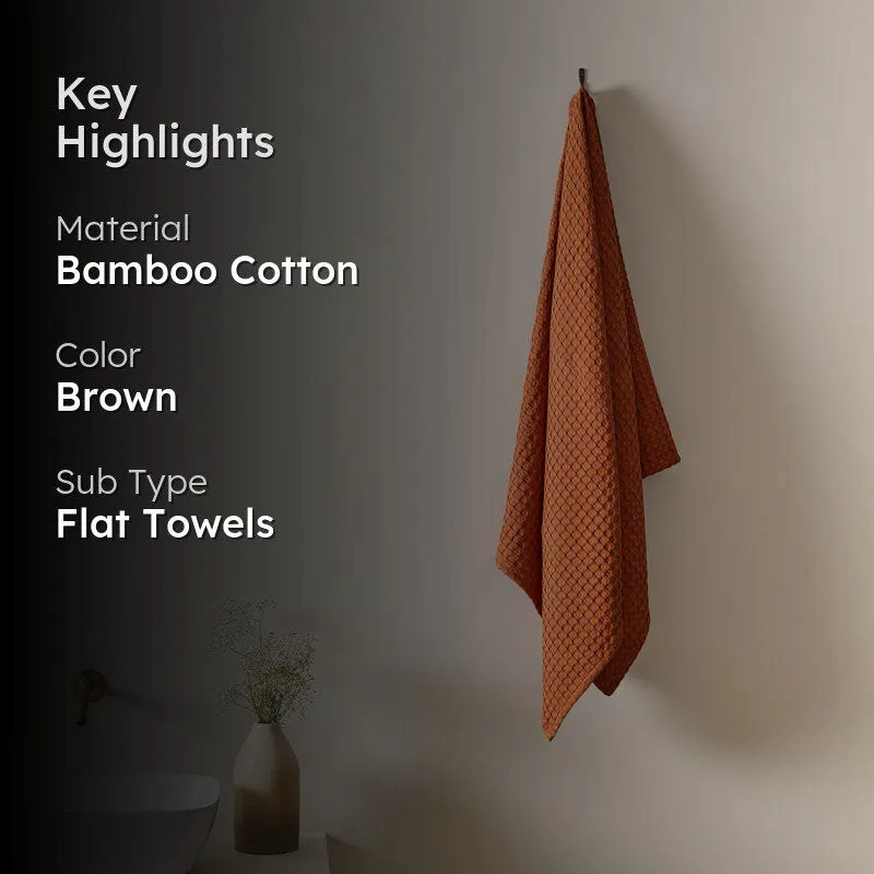 Fluffy Waffle Bath Towel - Brown media 2