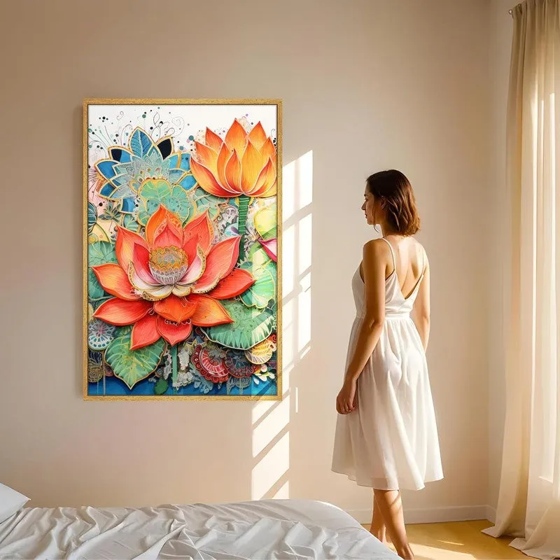 Flame Lotus Wall Art With Frame media 2