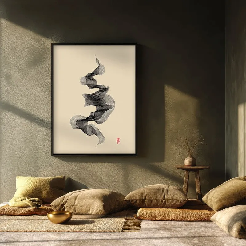 Calligraphy of Calm Archival Paper Wall Painting With Black Frame media 3