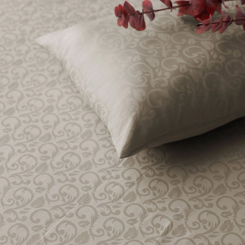 Coral Bloom Jacquard Cotton Bedsheet (Beige) - 300 TC media 7