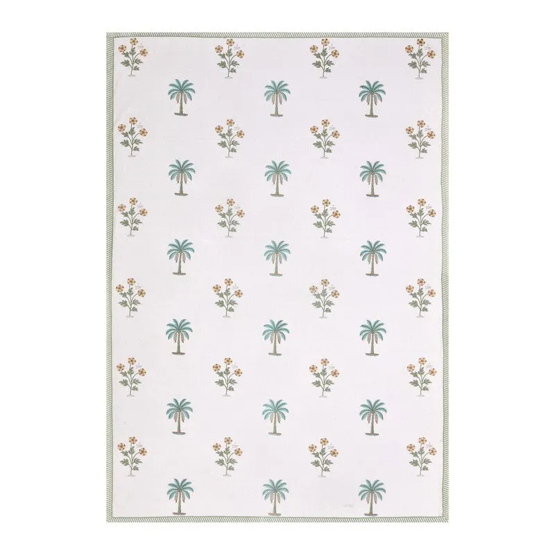 PalmBreeze Cotton Table Cover - Blue,Beige media 5