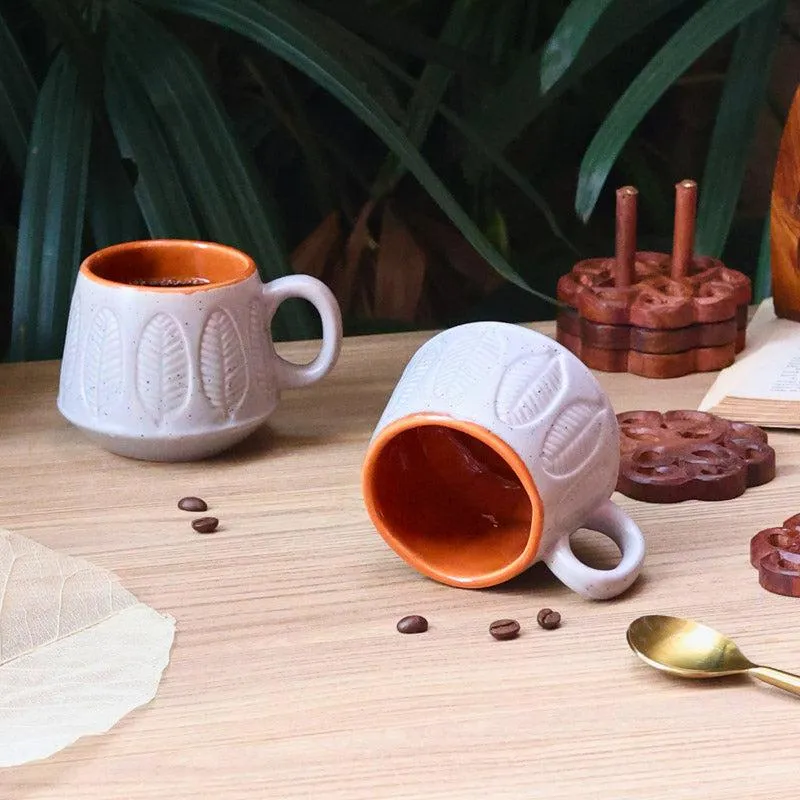 Bergo Ceramic Tea Cup (200 mL Each)/Peach,Grey)-  Set of Two media 3