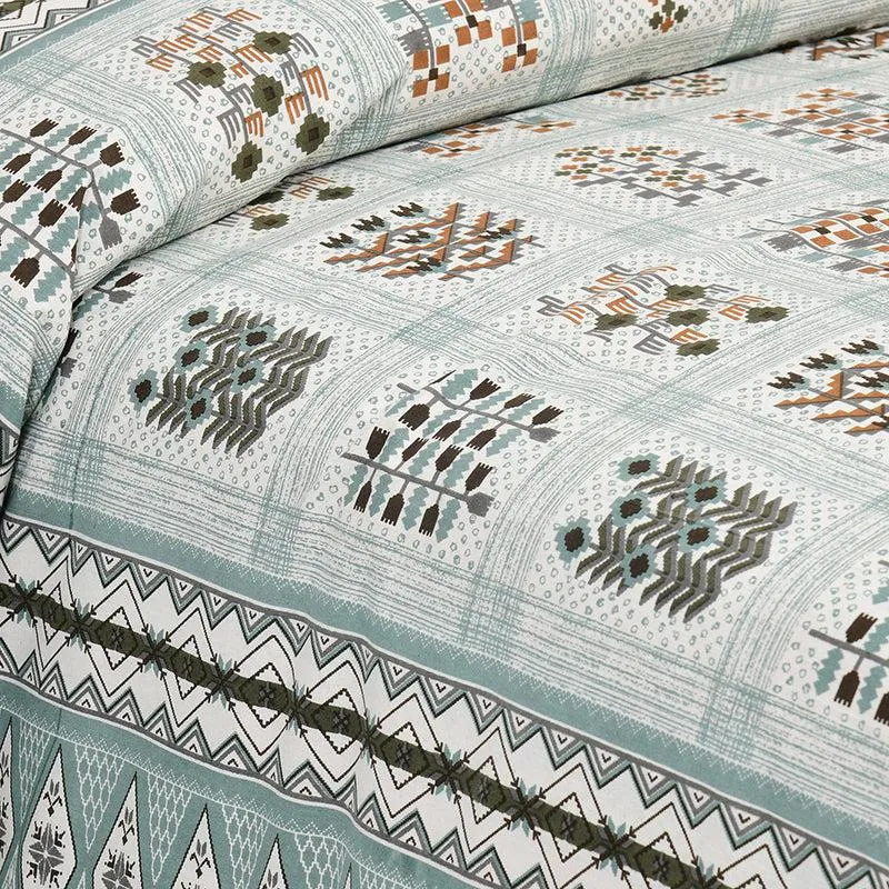 Ishani Breeze Floral Cotton Bedsheet (Green & White) - 160 TC media 3