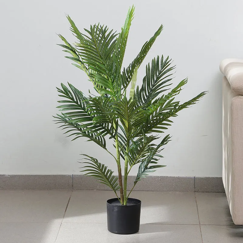 Faux Areca Palm Tree With Black Plastic Pot - 2.9 Feet media 3