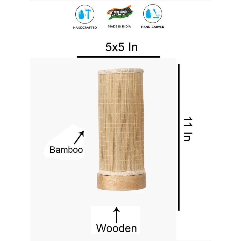 Bralia Cylindra Curve Bamboo Table Lamp - Beige media 7
