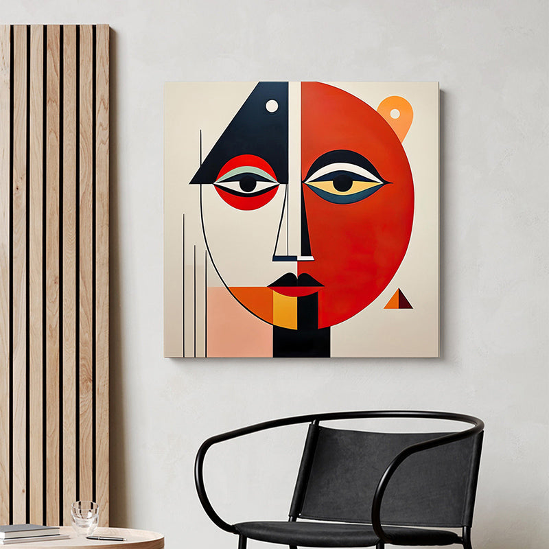 Geometric Female Face Wall Painting