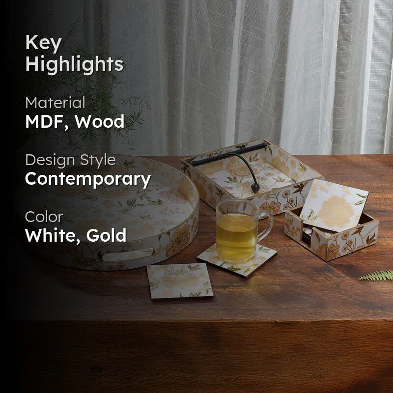 Brushwood Serving Tray With Coaster - Nine Piece Set media 2