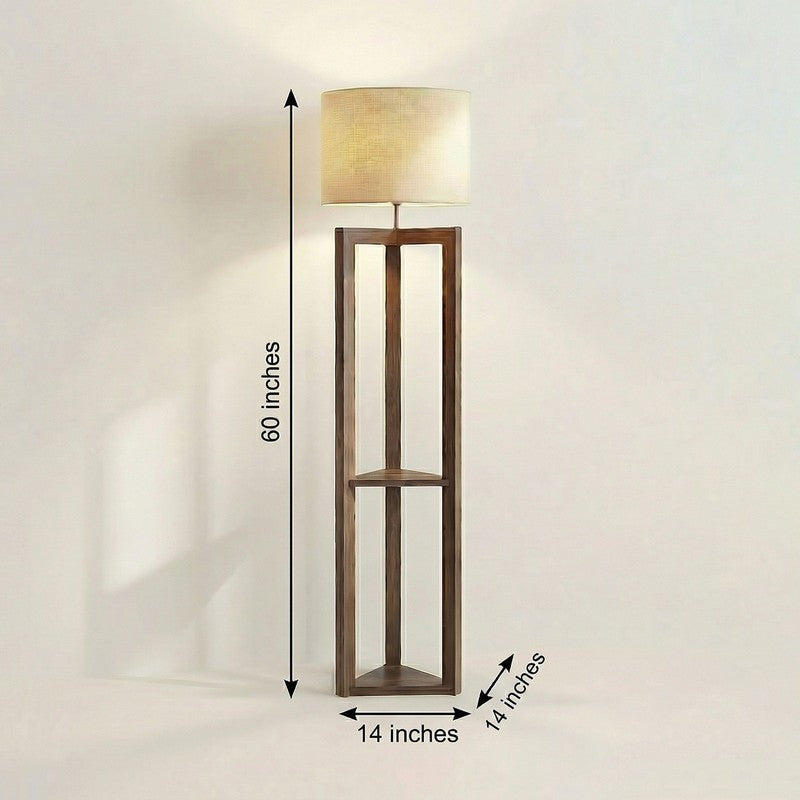 Corintha Shelf Wooden Floor Lamp with Fabric Shade media 9