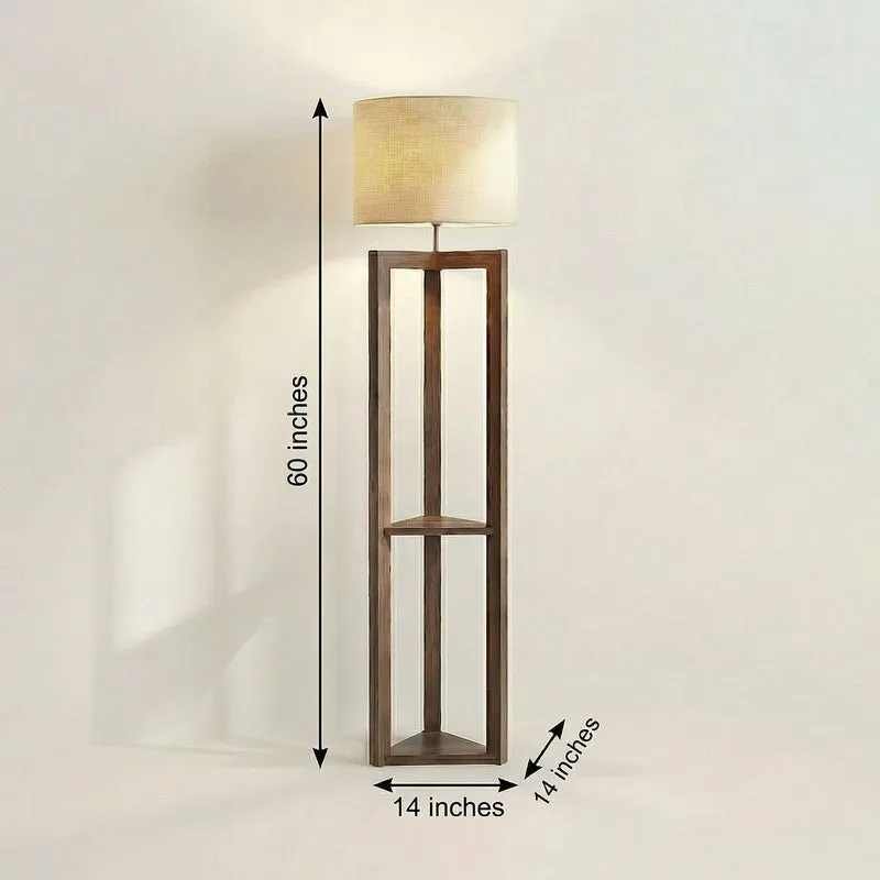 Corintha Shelf Wooden Floor Lamp with Fabric Shade media 9