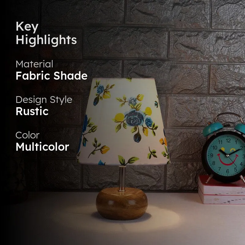 Astrova Blue Fleur Fabric Table Lamp - Multicolor media 2
