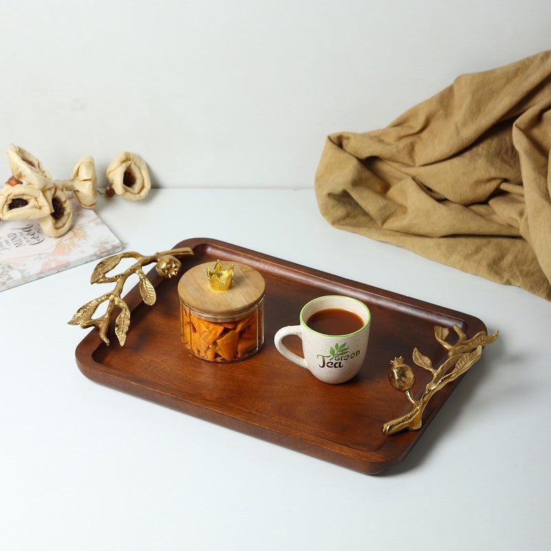 Nature Grain Wood Serving Tray - Gold,Brown
