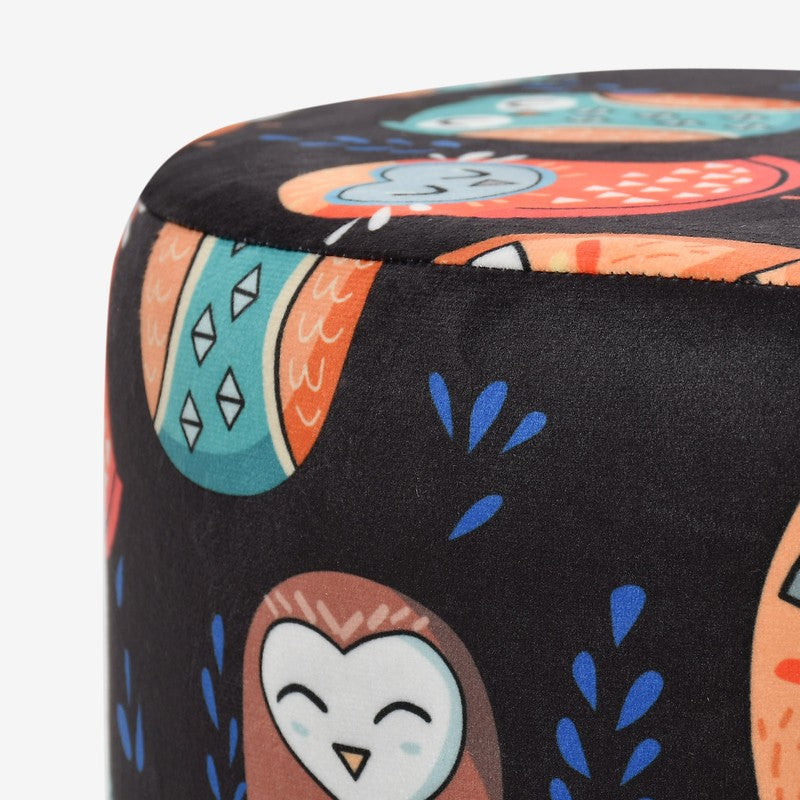 Avira Owl Print Multicolor Engineered Wood Ottomans - Set Of Two media 5
