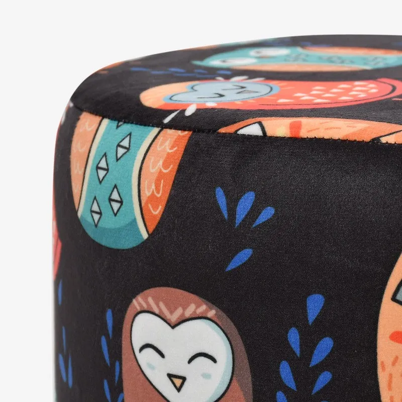 Avira Owl Print Multicolor Engineered Wood Ottomans - Set Of Two media 5