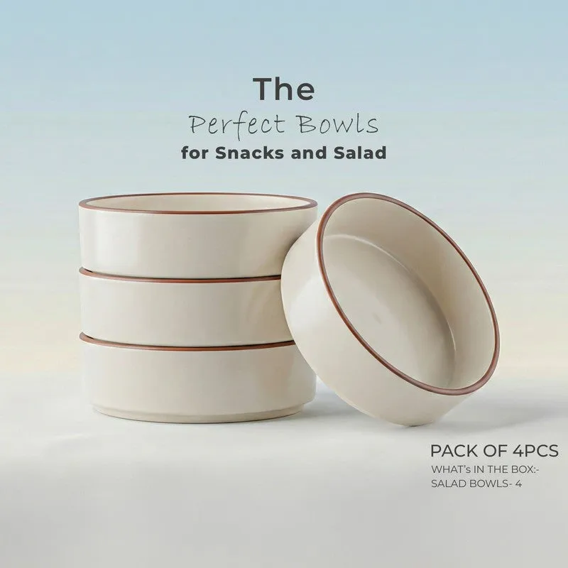 Feastyn Ceramic Salad Bowl (White/350 mL) - Set of Four media 4