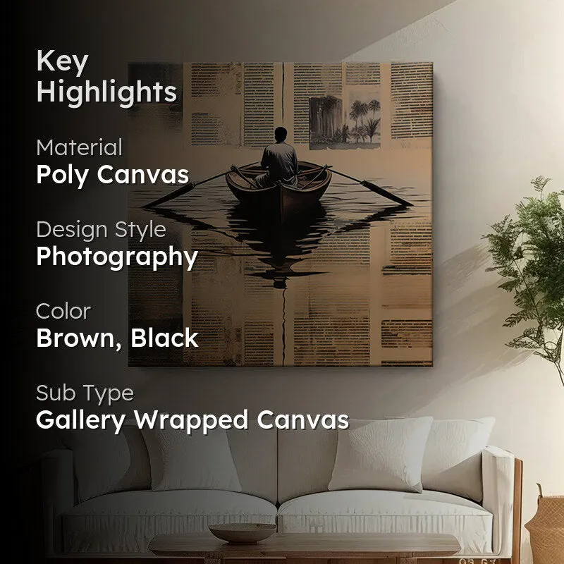 Solitary Rowing Boat Poly Canvas Wall Painting media 2