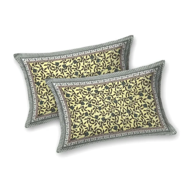 Shapeel Cotton Bedsheet (Yellow,Olive Green) - 240 TC media 4