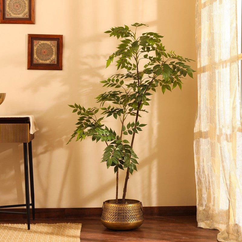 Orxen Bushy Artificial Sumac Plant With Black Plastic Pot 5 ft