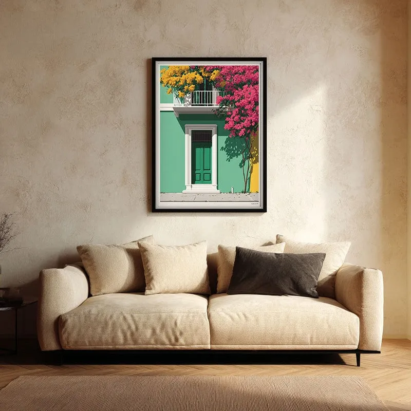 Petal Portico Canvas Wall Painting - Black Frame media 1