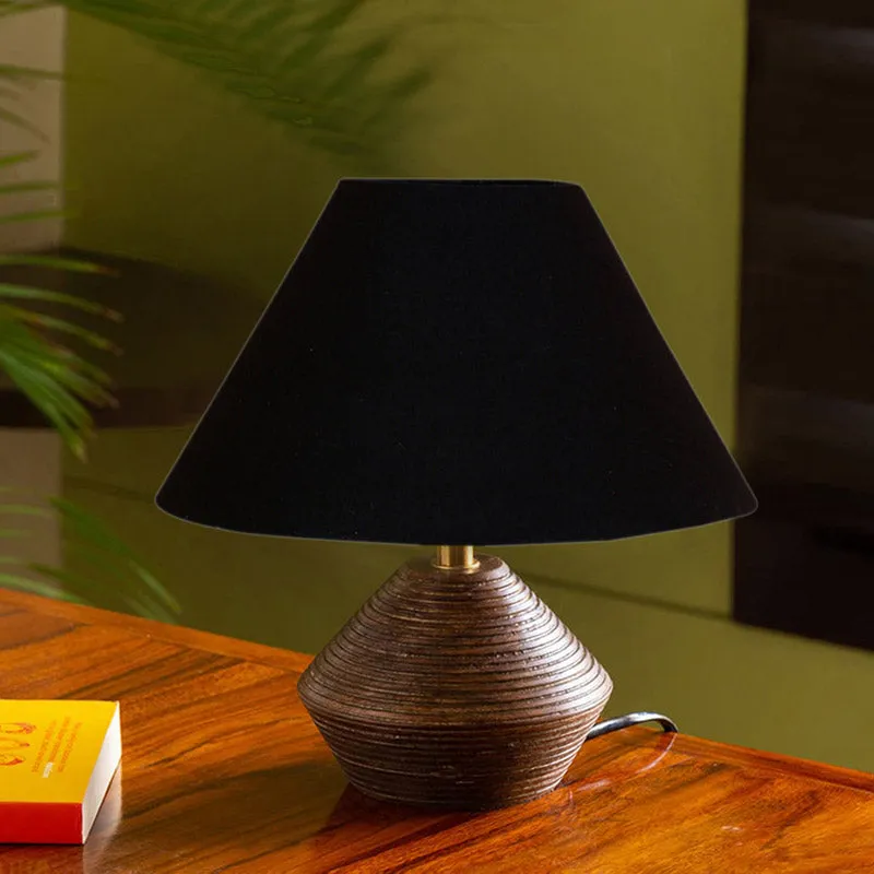 Yami Cone Wooden Table Lamp - Black,Brown media 2