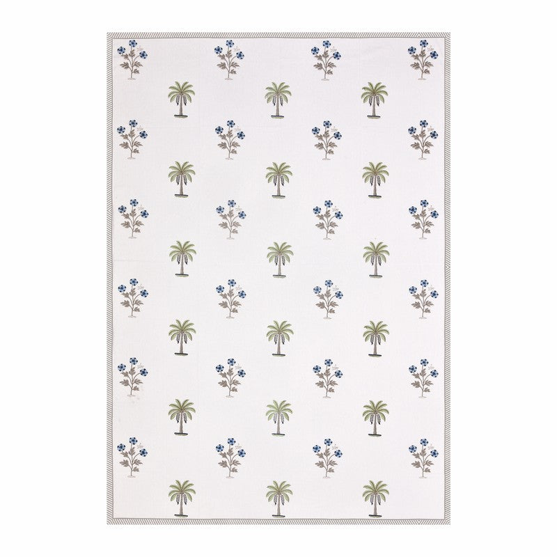 Haveli Space Cotton Bedsheet (White, Blue) - 180 TC media 4