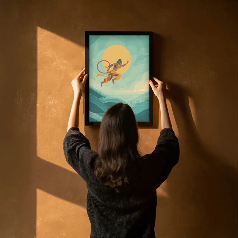 Bajrangbali Flying Over Sea Archival Paper Wall Art media 6