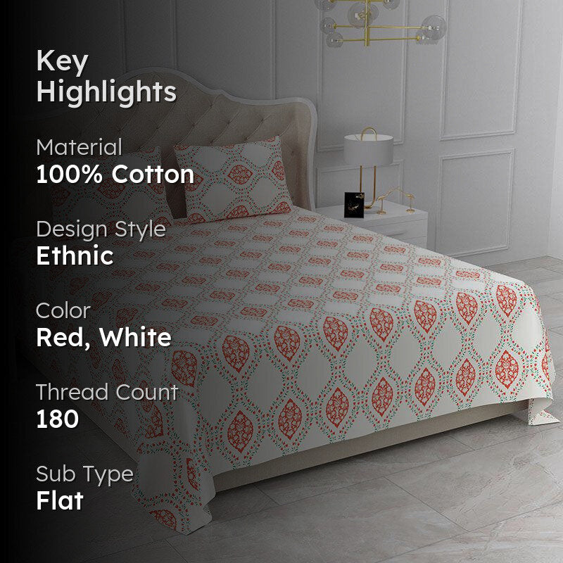 Soft Echoes Geometric Cotton Bedsheet - 180 TC media 2