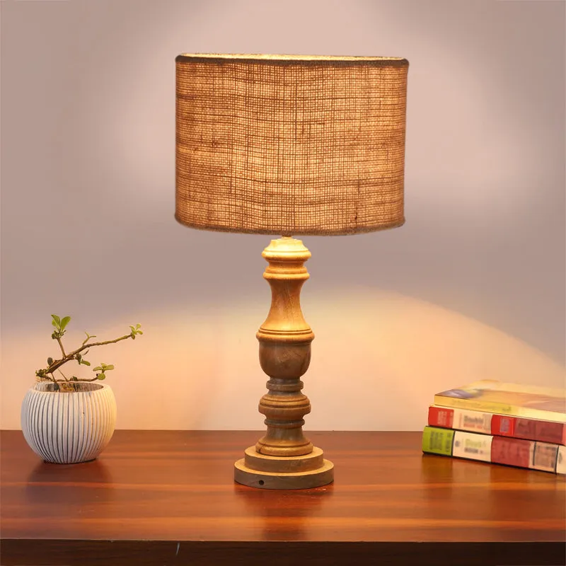 Sienna Carve Wooden Table Lamp - Brown media 2
