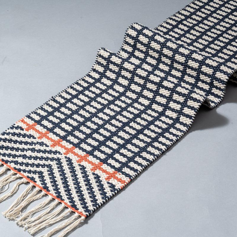 Zephyrus Handwoven Cotton Table Runner - Blue & Orange