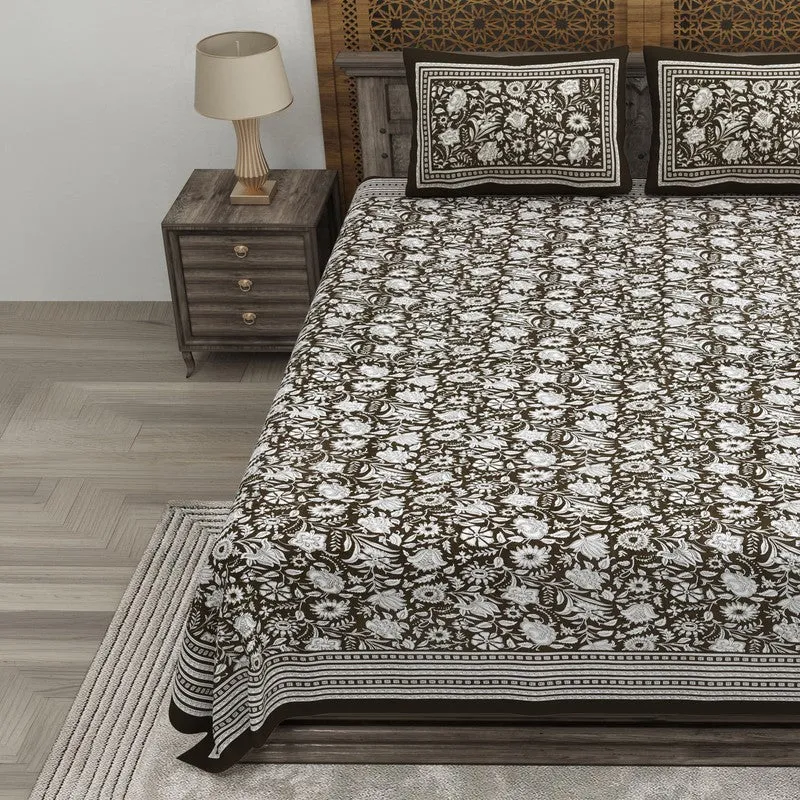 Blossomar Cotton Bedsheet (Brown,White) - 240 TC media 3