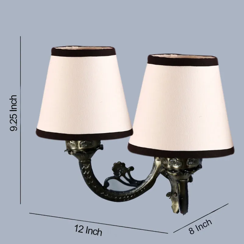 Vintage Conical Duo Fabric & Metal Wall Lamp - White & Black media 5