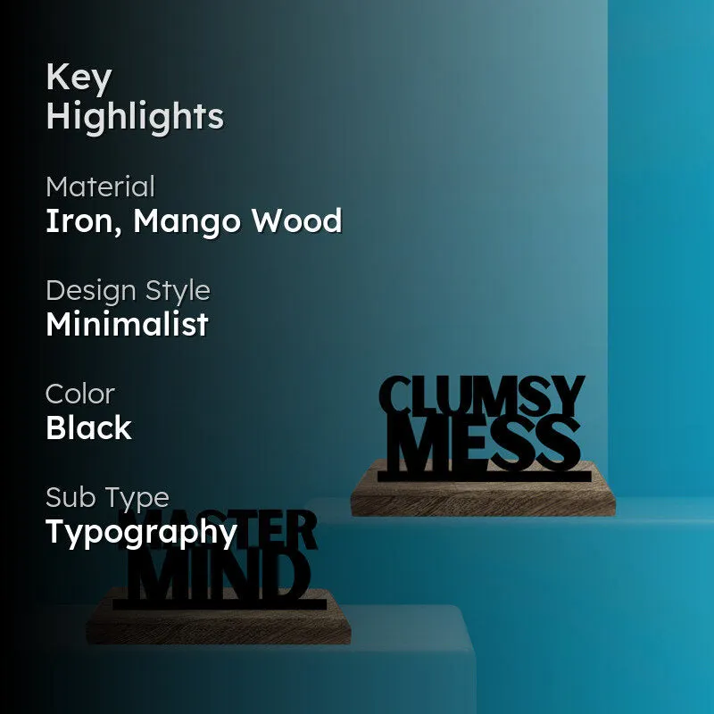 Clumsy Mess Typography Showpiece - Set Of Two media 2